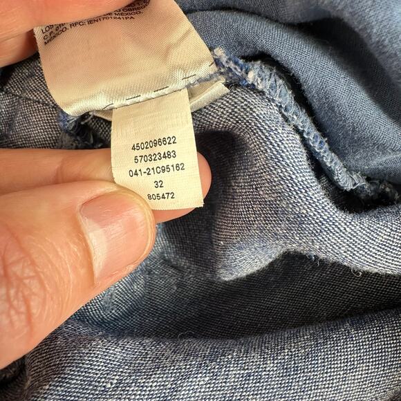 Chico's Stretch Linen Blend Wide Leg Pants Blue Pull On .5 6 - Picture 9 of 14